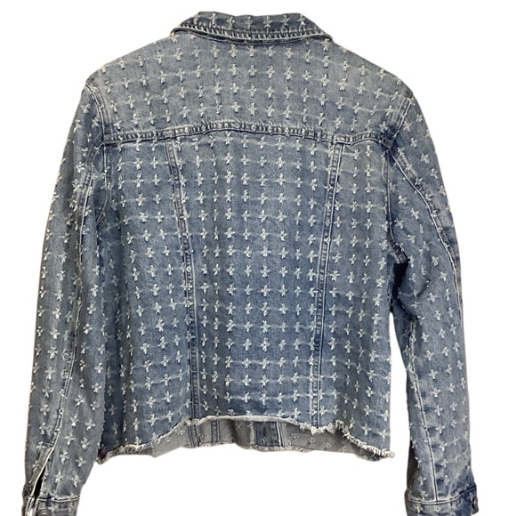 Tribal Jeans Distressed Denim Jacket - Blue Fog, Size XL - Picture 5 of 11